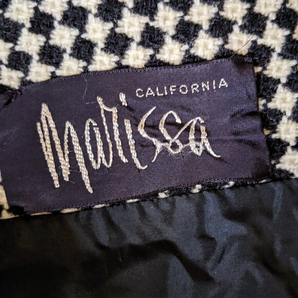 Vintage 60s Houndstooth Skirt Suit Womens L Plaid Jacket Pencil Skirt Set - Picture 11 of 12